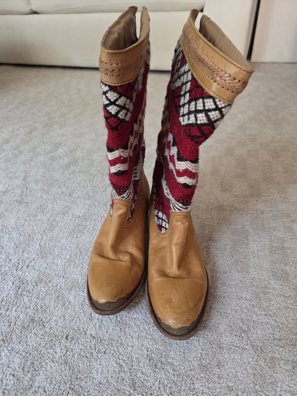 Cobra Society Patterned Wool-Trim Slip-On Boots 6